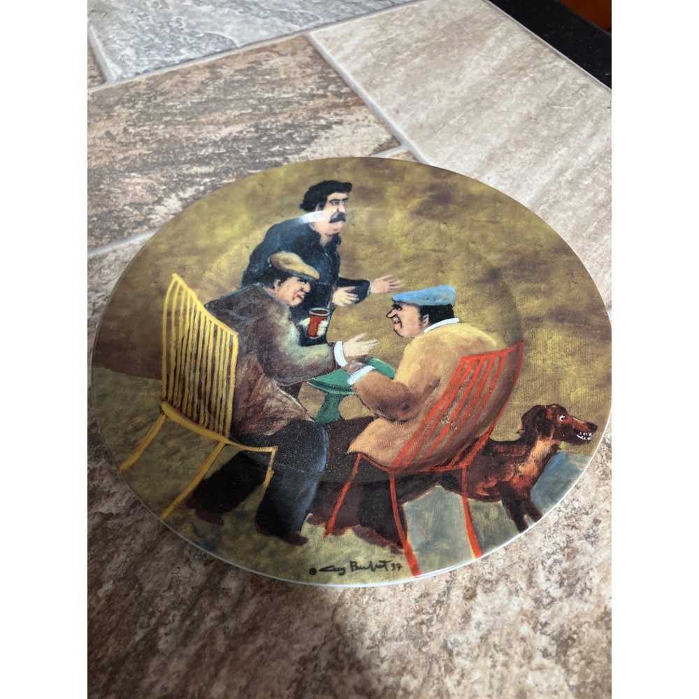 Eschenbach Germany Guy Buffet 1997 Tavern Scene Porcelain Decorative Plate 8.25"